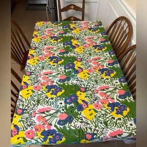 Vera Neumann Signed Rectangle Tablecloth Floral 100% Cotton Vintage Spring